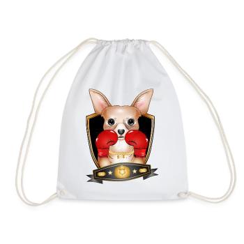 Boxing Chihuahua – Funny Boxer Motif - Drawstring Bag - white - Front