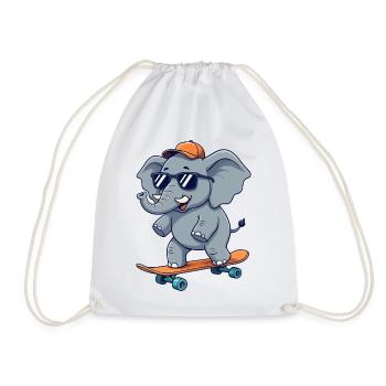 Drôle d’Elephnat patinant sur un skateboard cartoon Skate - Sac de sport léger - blanc - Devant