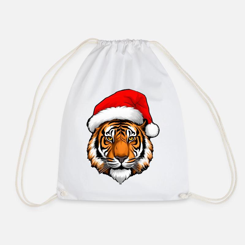Santa Claus Tiger - Drawstring Bag - white