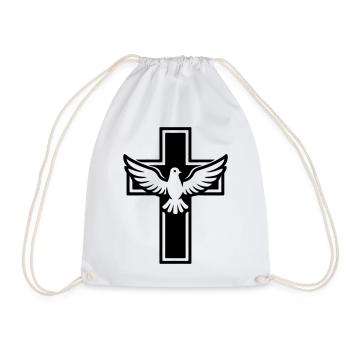 Colombe croix chrétienne - Sac de sport léger - blanc - Devant