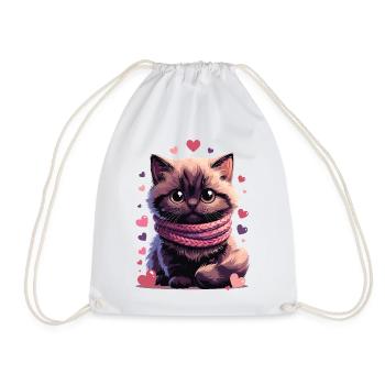 Cozy Kitten Pink Schal - Turnbeutel - Weiß - Vorne