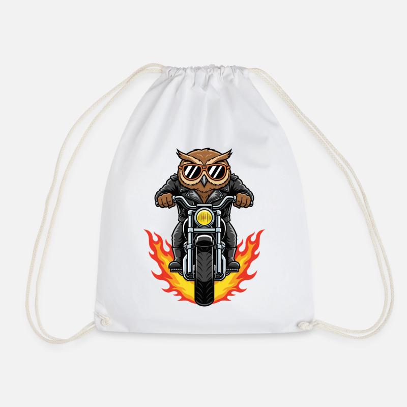 Cool Biker Owl Motorradflammen - Turnbeutel - Weiß
