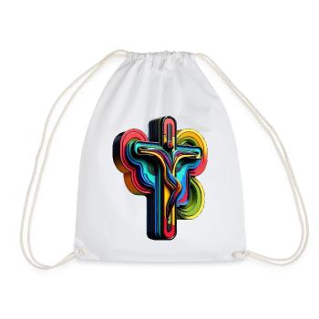 Vibrant Rainbow Cross Pop Art - Drawstring Bag - white - Front