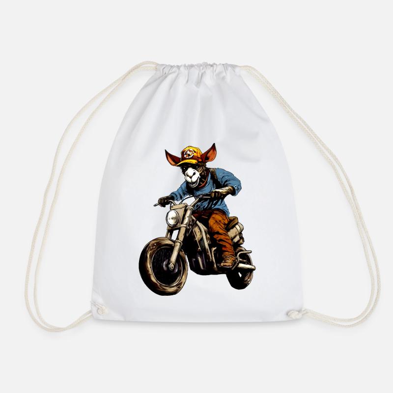 Esel Motorrad - Turnbeutel - Weiß