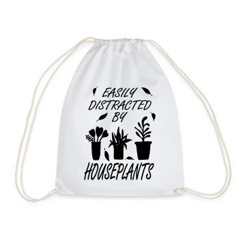 Easily distracted by houseplants - Drawstring Bag - white - Front