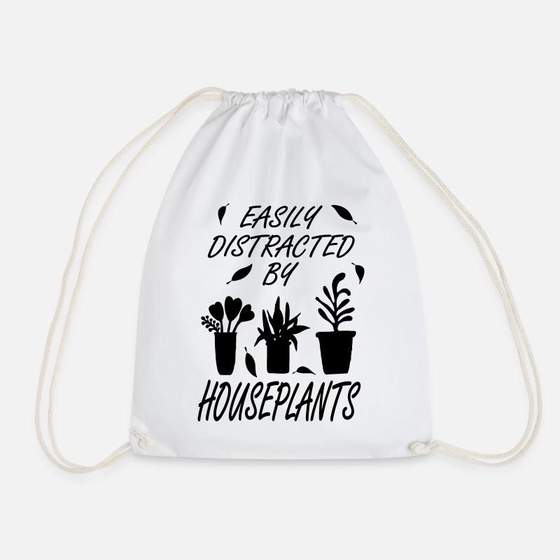 Easily distracted by houseplants - Drawstring Bag - white