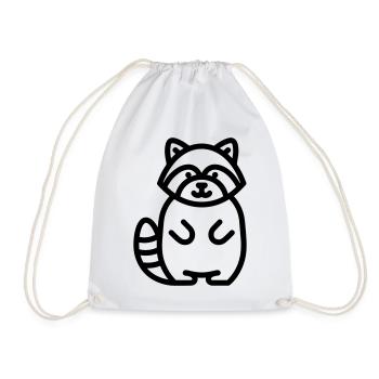 raccoon - Drawstring Bag - white - Front