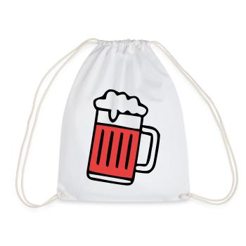 Roter Bierkrug Schaum Icon - Turnbeutel - Weiß - Vorne
