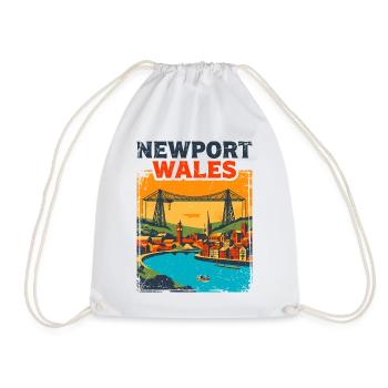 Retro Newport Wales City Skyline Sept - Turnbeutel - Weiß - Vorne