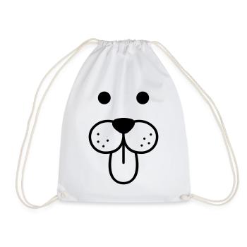 doggy face - Drawstring Bag - white - Front