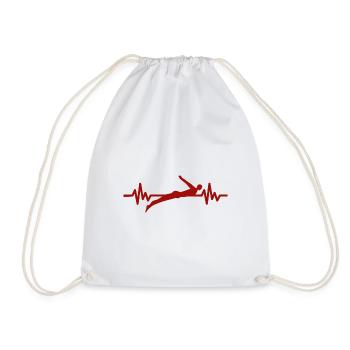 Heartbeat Swimmer - Diver Water Sports Athlete - Drawstring Bag - white - Front