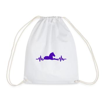 Heartbeat - Horse Stallion Mare Ross Equestrian - Drawstring Bag - white - Front