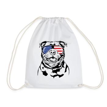 STAFFORDSHIRE BULL TERRIER America Flag Dogs - Drawstring Bag - white - Front