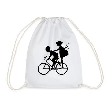 Kids on bike - Drawstring Bag - white - Front