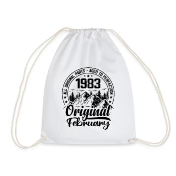 1983 February Original: 41 Years Anniversary Gift - Drawstring Bag - white - Front