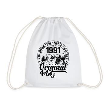 1991 May Original: 33 Years Anniversary Gift - Drawstring Bag - white - Front