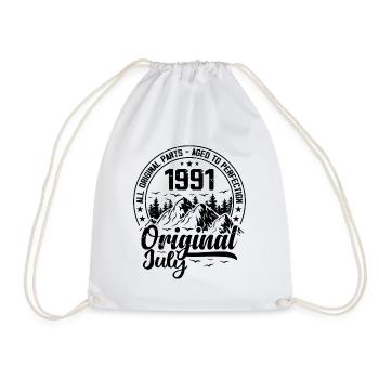 1991 July Original: 33 Years Anniversary Gift - Drawstring Bag - white - Front