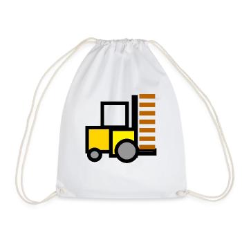 forklift fork lift truck stacker pallet pallet - Drawstring Bag - white - Front