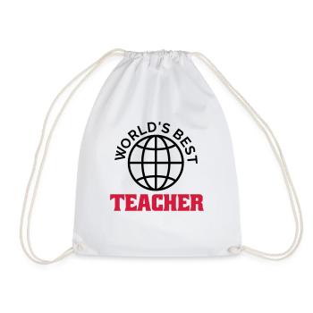 worlds best teacher - Drawstring Bag - white - Front