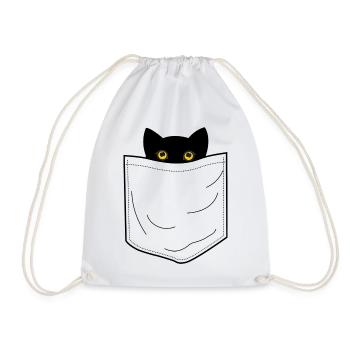 Kitty Pocket - Drawstring Bag - white - Front