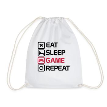 eat sleep game repeat - Drawstring Bag - white - Front