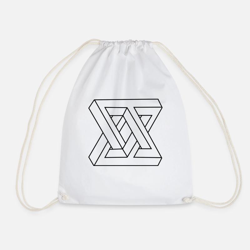 Impossible form black - Drawstring Bag - white