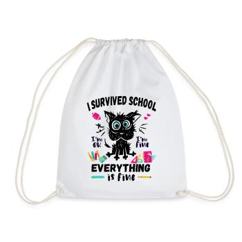 Last day of school, I survived School - Drawstring Bag - white - Front