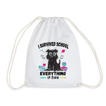Last day of school, I survived School - Drawstring Bag - white - Front