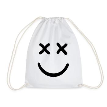 Dead Smiley Crossed Eyed Smiley - Drawstring Bag - white - Front