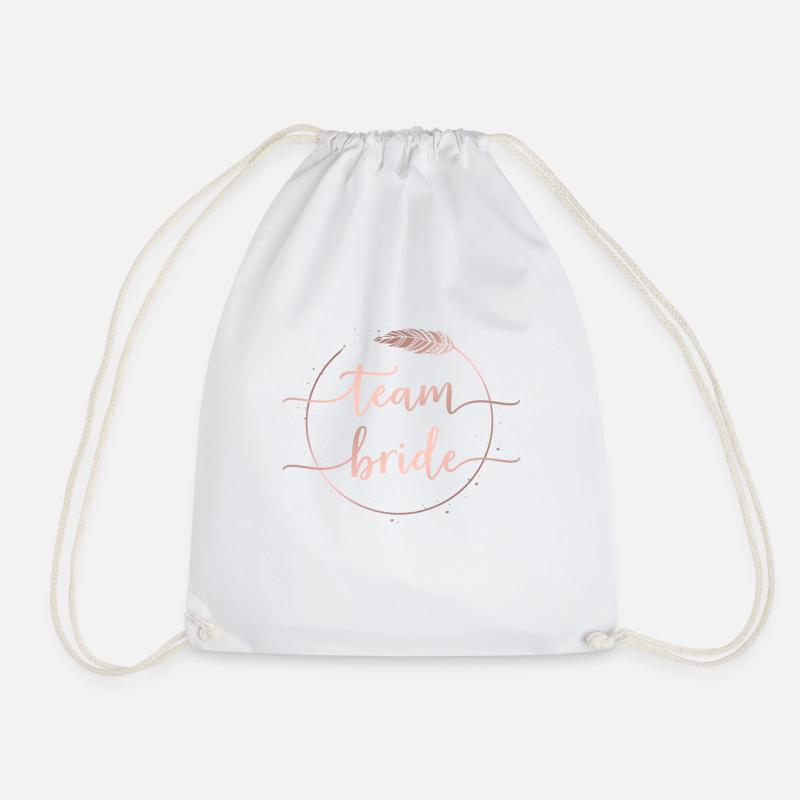 Boho Feder Kreis Team Bride personalisierbar - Turnbeutel - Weiß