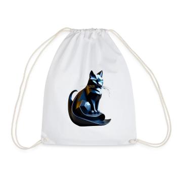 Chat noir profil origami, futuriste - Sac de sport léger - blanc - Devant