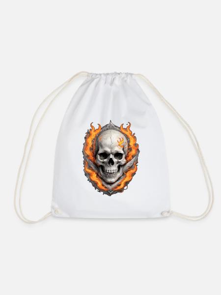 Flammender Schädel - Turnbeutel - Weiß