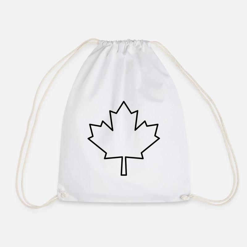 Maple leaf outline - Drawstring Bag - white