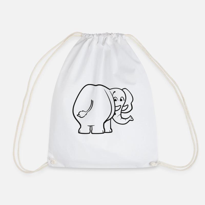 Elephant from behind - surprised, frightened, oops - Drawstring Bag - white