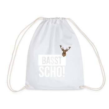 Basst Scho | Trachten Hirsch - Turnbeutel - Weiß - Vorne