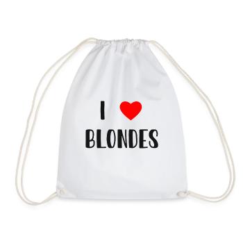 „I LOVE BLONDES“ - Turnbeutel - Weiß - Vorne