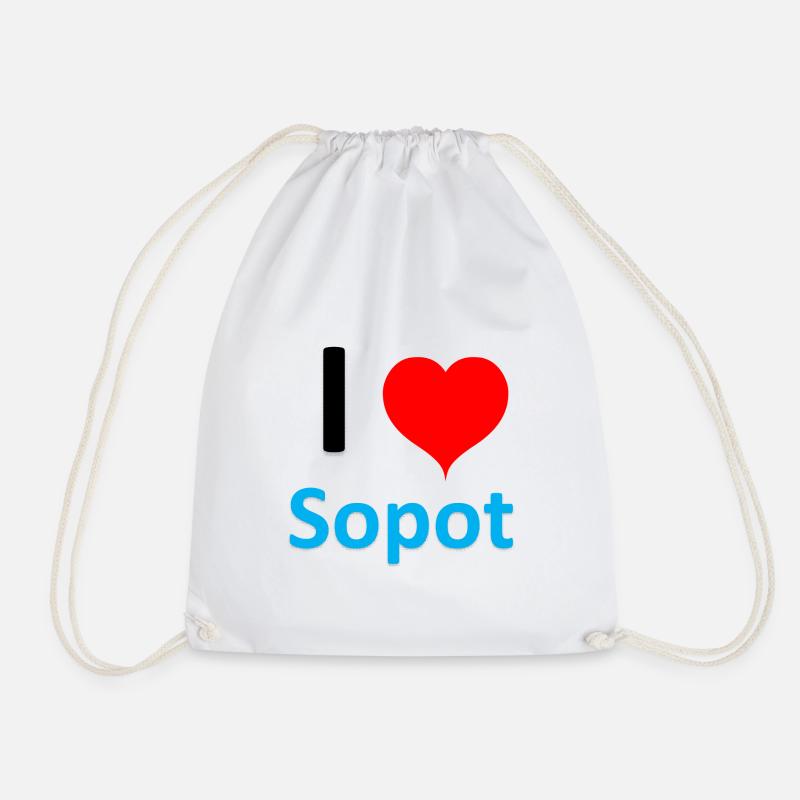 i love sopot - Drawstring Bag - white