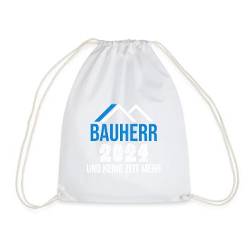 Bauherr 2024 Hausbau Neubau Baustelle Richtfest - Turnbeutel - Weiß - Vorne