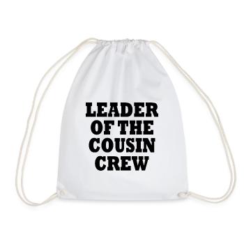 leader of the cousin crew - Drawstring Bag - white - Front