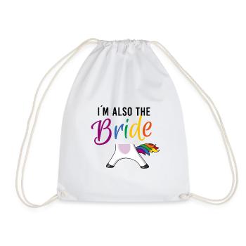 LGBTQ unicorn also bride bachelorette party - Drawstring Bag - white - Front