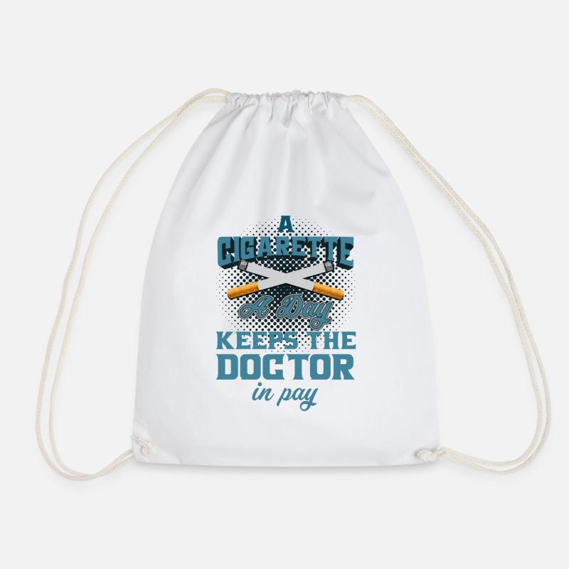 Smoking smoker smoking cigarette gift - Drawstring Bag - white