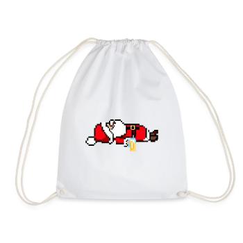 Père Noël ivre avec de la bière en Pixel Art - Sac de sport léger - blanc - Devant