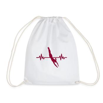 Heartbeat Swimmer - Diver Water Sports Athlete - Drawstring Bag - white - Front