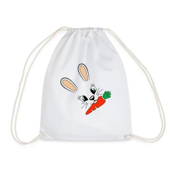 Hase Bunny Möhre Osterhase Ostern Mädchen Kinder - Turnbeutel - Weiß - Vorne