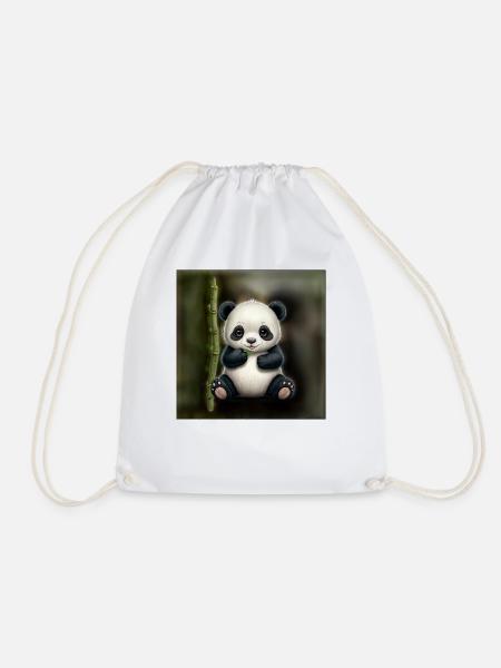 Süßer Panda mit Bambus - Turnbeutel - Weiß