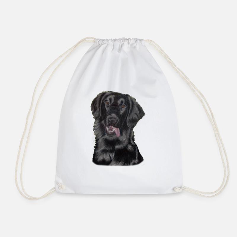 flatcoated retriever pastels - Drawstring Bag - white