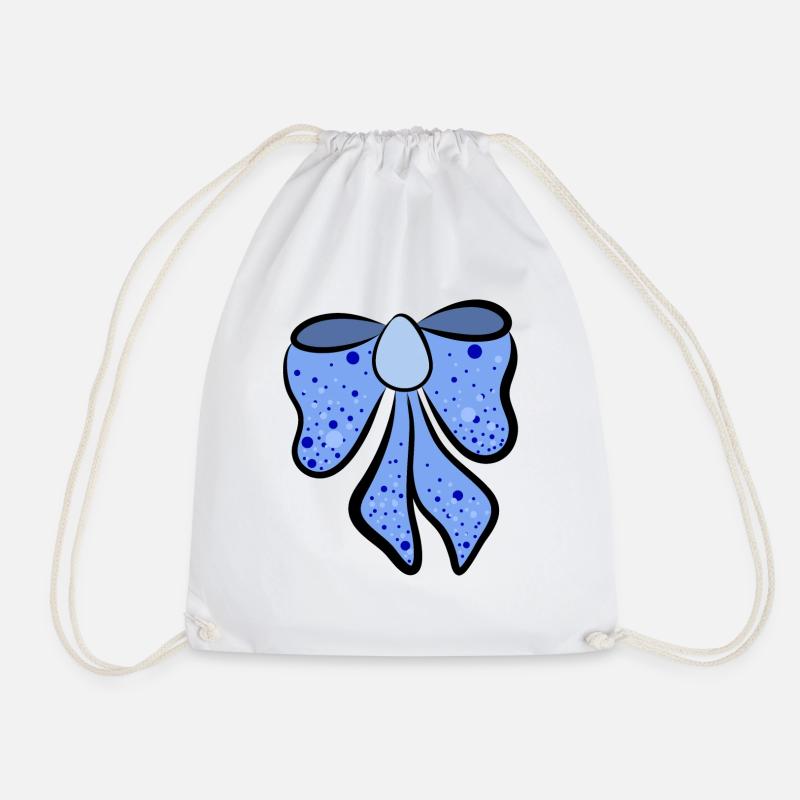 schöne blaue Schleife , Geschenkidee - Turnbeutel - Weiß