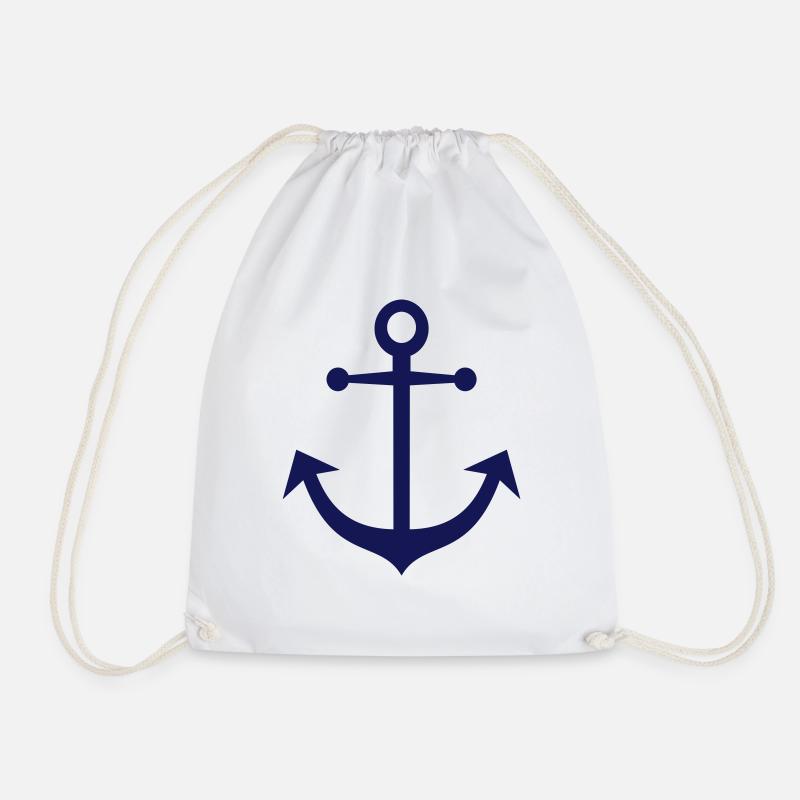 Anchor - Drawstring Bag - white