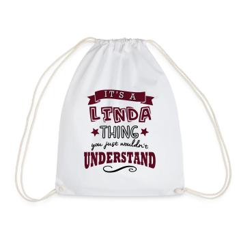its a linda name forename thing - Drawstring Bag - white - Front