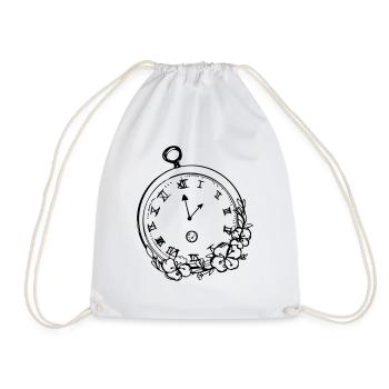 Taschenuhr - Turnbeutel - Weiß - Vorne